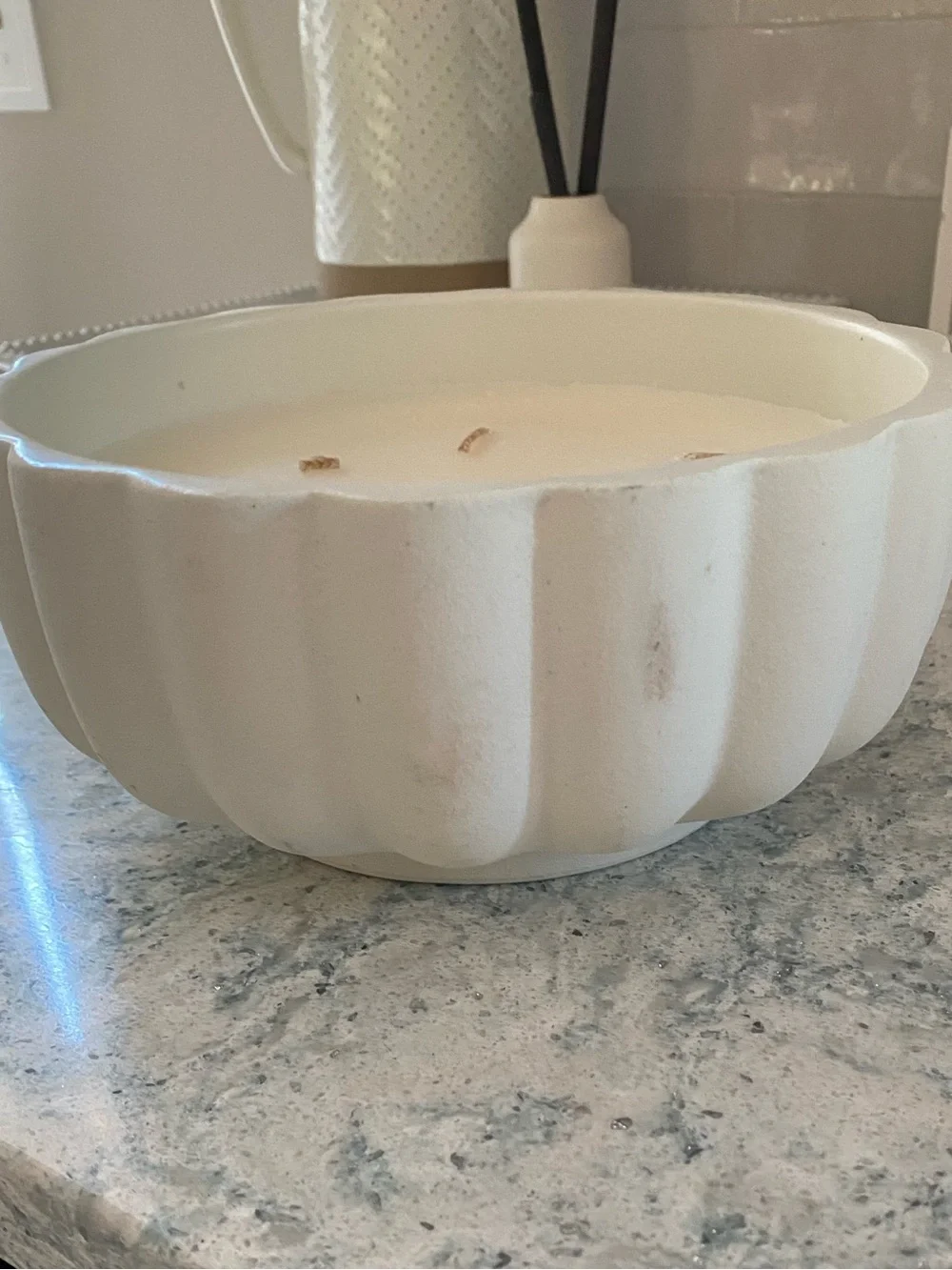 Hearth and Hand sea salt Cream Fluted Textured Ceramic Bowl Candle
